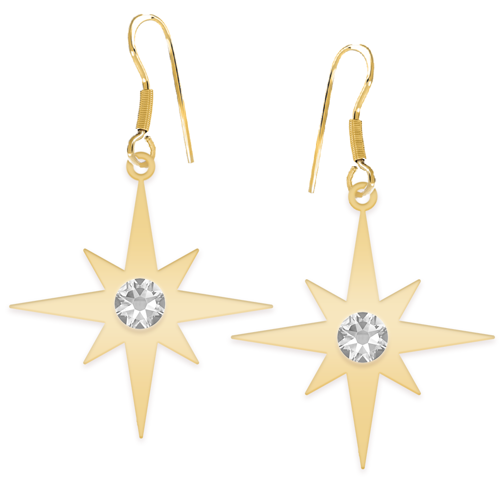 Star Light - Cercei personalizati steluta cu tortita deschisa din argint 925 placat cu aur galben 24K